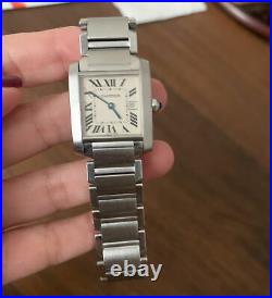 100% Authentic Cartier Tank Francaise Stainless Steel Medium Quartz with Date