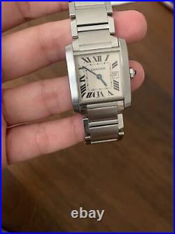 100% Authentic Cartier Tank Francaise Stainless Steel Medium Quartz with Date