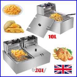 10L/20L Commercial Electric Fryer Fat Deep Chip Single/Dual Tank Stainless Steel