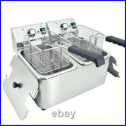 10L/20L Electric Deep Fryer Single/Dual Tank Commercial Stainless Steel Fat Chip