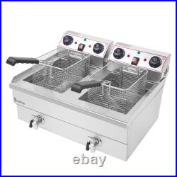 10L/24L Electric Deep Fryer Single/Dual Tank Commercial Stainless Steel Fat Chip
