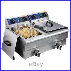 10/12/20L Electric Commercial Deep Fryer Fat Fry Chip Countertop Stainless Steel