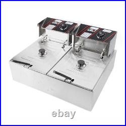 12L 5000W Commercial Restaurant Electric Deep Fryer Dual Tank Stainless Steel UK
