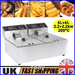 12L Commercial Electric Deep Fat Chip Fryer Large Double Tank Stainless Steel UK