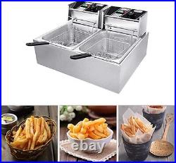 12L Commercial Electric Deep Fryer Fat Chip Twin 2 Tank Stainless Steel 12.9QT