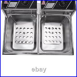 12L Commercial Electric Deep Fryer Fat Chip Twin Double 2Tank Stainless Steel UK