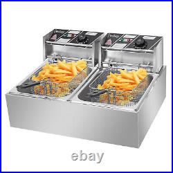 12L Commercial Electric Deep Fryer Fat Chip Twin Double 2 Tank Stainless Steel