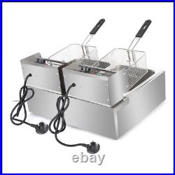 12L Commercial Electric Deep Fryer Fat Chip Twin Double 2 Tank Stainless Steel