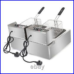 12L Commercial Electric Deep Fryer Fat Chip Twin Dual Tank Stainless Steel 5000W