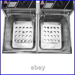 12L Commercial Electric Deep Fryer Fat Chip Twin Dual Tank Stainless Steel 5000W