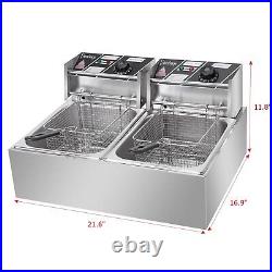 12L Electric Deep Fryer Fat Chip Twin 2 Tank Stainless Steel Commercial withBasket