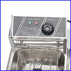 12L Electric Deep Fryer Stainless Steel Dual Tank Commercial Restaurant 5000W