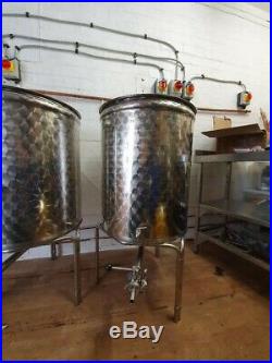 150litre microbrewery stainless steel hot liquor tank, mashtun and kettle