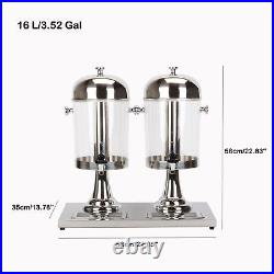 16L Commercial Stainless Steel Beverage Dispenser 2-Tank Drink Juice Dispenser