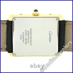 18k Gold Cartier Tank Solo Silver Roman Rectangular Quartz Watch 2742 BOX PAPERS