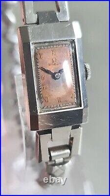 1920s Art Deco Ladies OMEGA Swiss Made Stainless Steel Mechanical Tank Watch
