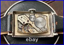 1930 Art Deco Omega T17 rectangular Tank watch, Staybrite Steel Case, Serviced