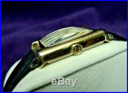 1970s Bulova-Caravelle 17J Swiss Mens Full Size Tank Rectangle Gold Plated Watch