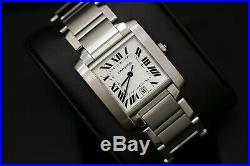 2000 Cartier Mens Tank 38mm, stainless steel with invoice 2302