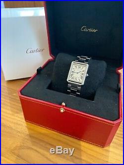 2018 Large Cartier Tank Solo Watch. MODEL 3169, Cartier Box & Papers. Genuine