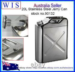 20L 304 Stainless Steel Jerry Can Fuel Tank Petrol Canister Oil Container, 0.8mm