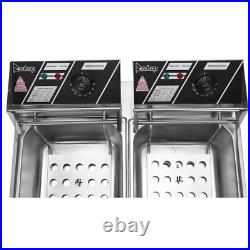 20L Commercial Electric Deep Fat Chip Fryer Dual Tank Stainless Steel 12L Oil