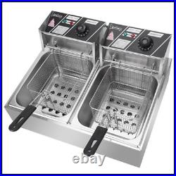 20L Commercial Electric Deep Fat Chip Fryer Large Double Tank Stainless Steel UK