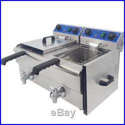 20L Commercial Electric Deep Fat Fryer Chips Twin Tank Frying Basket with Timer