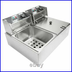 20L Commercial Electric Deep Fryer Fat Chip Twin Dual Tank Stainless Steel 5000W