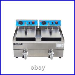 20L Commercial Electric Deep Fryer Fat Chip Twin Dual Tank Stainless Steel 6000W
