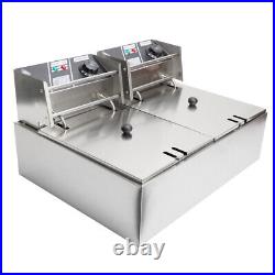 20L Deep Fryer Stainless Steel Commercial 5000W Double Tank Electric Chip Fryer