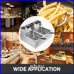 20L Deep Fryer Stainless Steel Commercial 5000W Double Tank Electric Chip Fryer