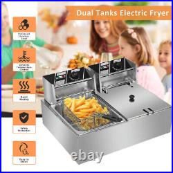 20L Electric Deep Fat Fryer Fast Chip Single Double Tank Oil Fryer Commercial UK