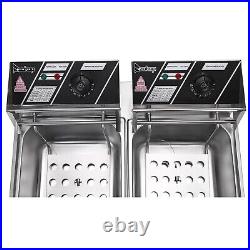 20L Electric Deep Fryer Commercial Dual Tank Stainless Steel 12L Oil Capacity