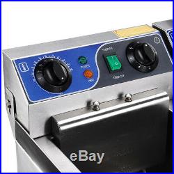 20L Electric Deep Fryer Commercial Dual Tank Stainless Steel Timer Drain 6000W