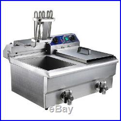 20L Electric Deep Fryer Commercial Dual Tank Stainless Steel Timer Drain 6000W