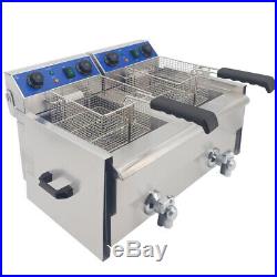 20L Electric Deep Fryer Fat Chip Commercial Twin Tank Stainless Steel with Timer