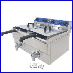 20L Electric Deep Fryer Fat Chip Commercial Twin Tank Stainless Steel with Timer