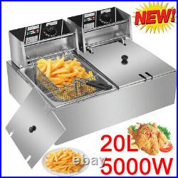 20L Electric Deep Fryer Single/Dual Tank Commercial Stainless Steel Fat Chip NEW