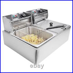 20L Large Electric Deep Fat Fryer Chip Frying Stainless Steel Double Oil Tank UK
