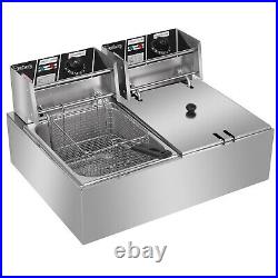 212L Commercial Stainless Steel Electric Deep Fryer Dual Tank Twin Chip Basket