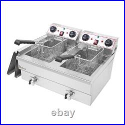 24L Commercial Electric Deep Fryer Fat Chip Twin Dual Tank Stainless Steel 6000W