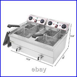 24L Electric Deep Fryer Fat Chip Frying Commercial Twin Tank Stainless Steel UK