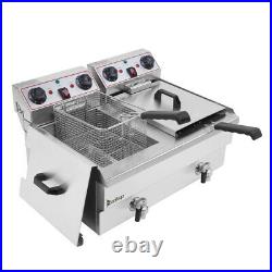24L Electric Deep Fryer Fat Chip Frying Commercial Twin Tank Stainless Steel UK