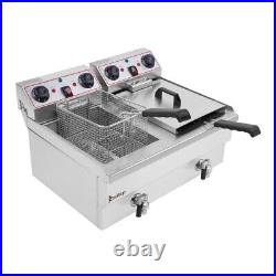 24L Stainless Steel 6000W Commercial Electric Deep Fryer Fat Chip Twin Dual Tank