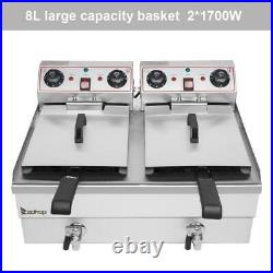 2×12L Electric Deep Fryer Commercial Dual Tank Twin Chip Basket Stainless Drain
