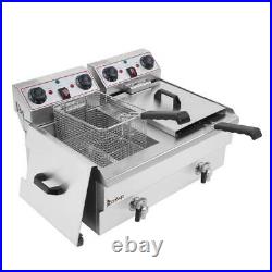 2×12L Electric Deep Fryer Commercial Dual Tank Twin Chip Basket Stainless Drain