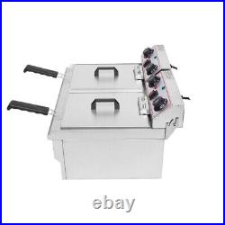 2 12.5QT Double Tank Stainless Steel Commercial Electric Deep Fryer Fat Chip