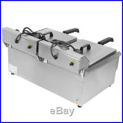 2×13L Electric Deep Fryer Commercial Dual Tank Twin Chip Basket Stainless Drain