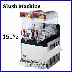 2 Tank Beverage Ice Slush Machine Stainless Steel Commercial Snow Melting Device